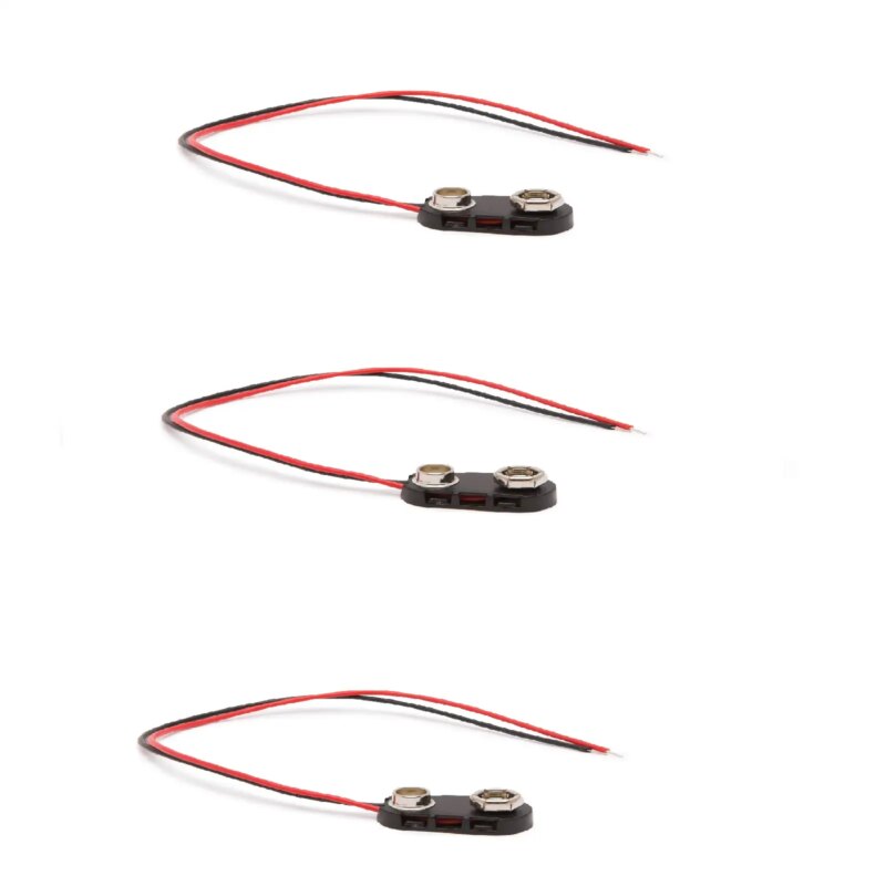Set 3 conectori pentru baterii 9V ranforsate pe fir 15 cm M`N`C 05316-3