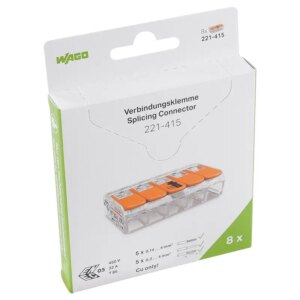 Set 8 conectori slim MYF 5x4mm2 32A WAGO 221-415-8