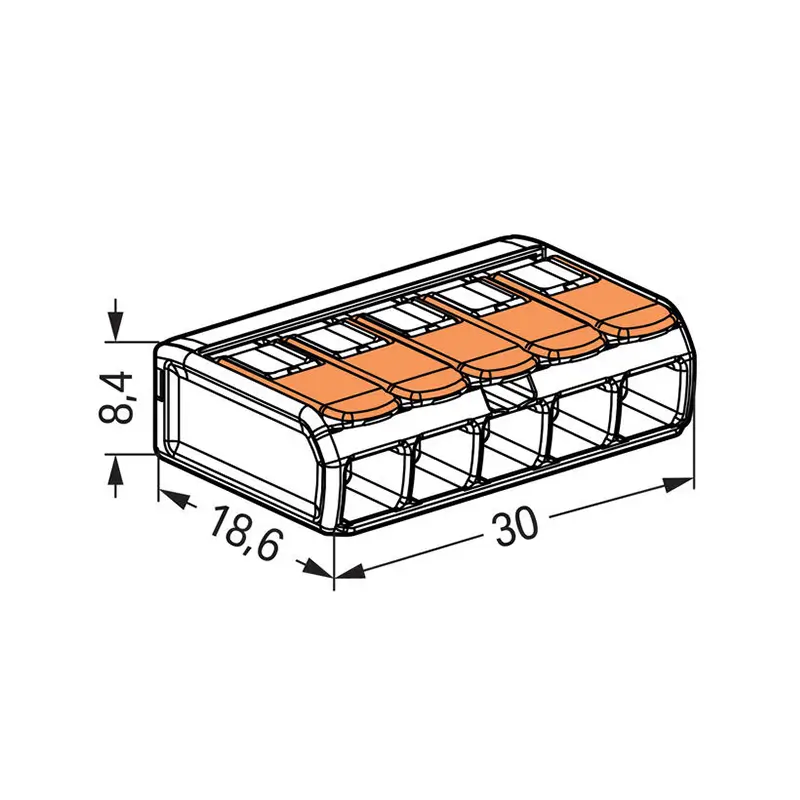 Set 8 Conectori Slim Myf 5x4mm2 32a Wago 221 415 8