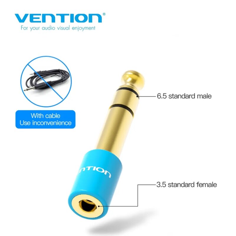 Adaptor stereo audio Jack 3.5 mm soclu - Jack 6.3mm mufa aurit VENTION VAB-S01-L 1 Adaptor Stereo Audio Jack 35 Mm Soclu Jack 63mm Mufa Aurit Vention Vab S01 L