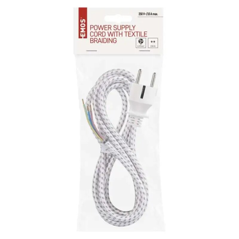 Cablu de alimentare EMOS S00003 cu invelis textil 3x0.75mm2 2.4m 2 Cablu De Alimentare Emos S00003 Invelis Textil 3x075mm2 24m