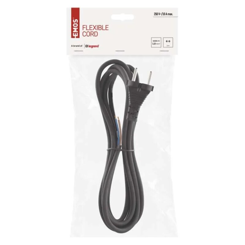 Cablu De Alimentare Emos S03030n 3m Flexibil Izolatie Cauciuc Neopren 2x1mm2 H05rn