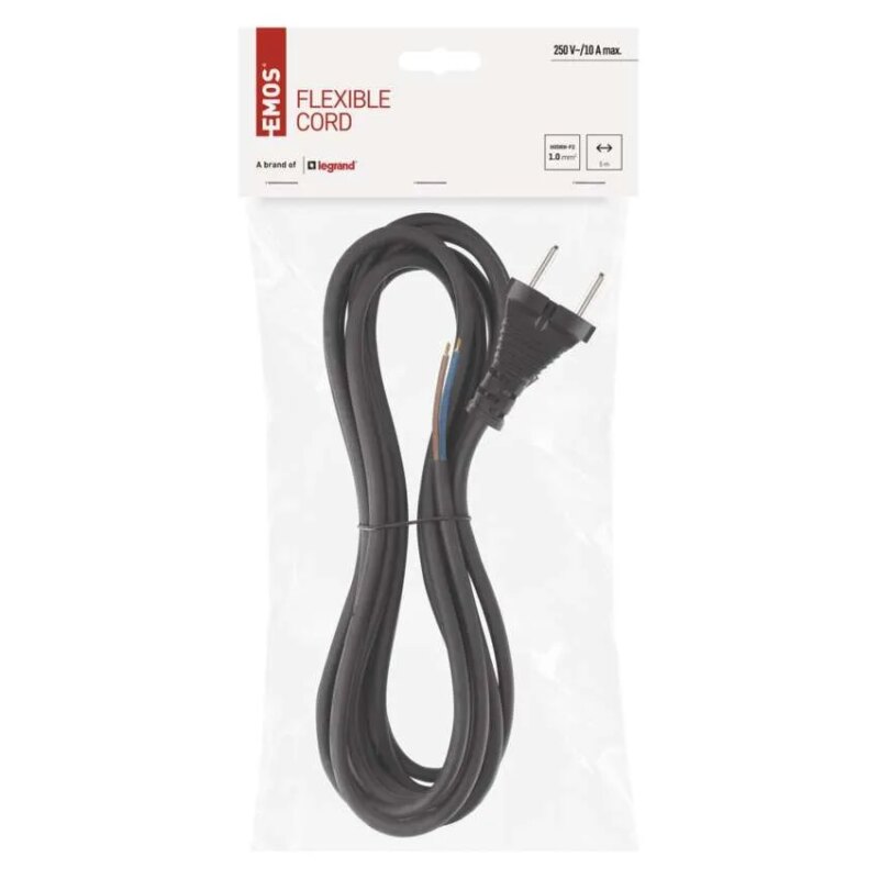 Cablu De Alimentare Emos S03050n 5m Flexibil Izolatie Cauciuc Neopren 2x1mm2 H05rn