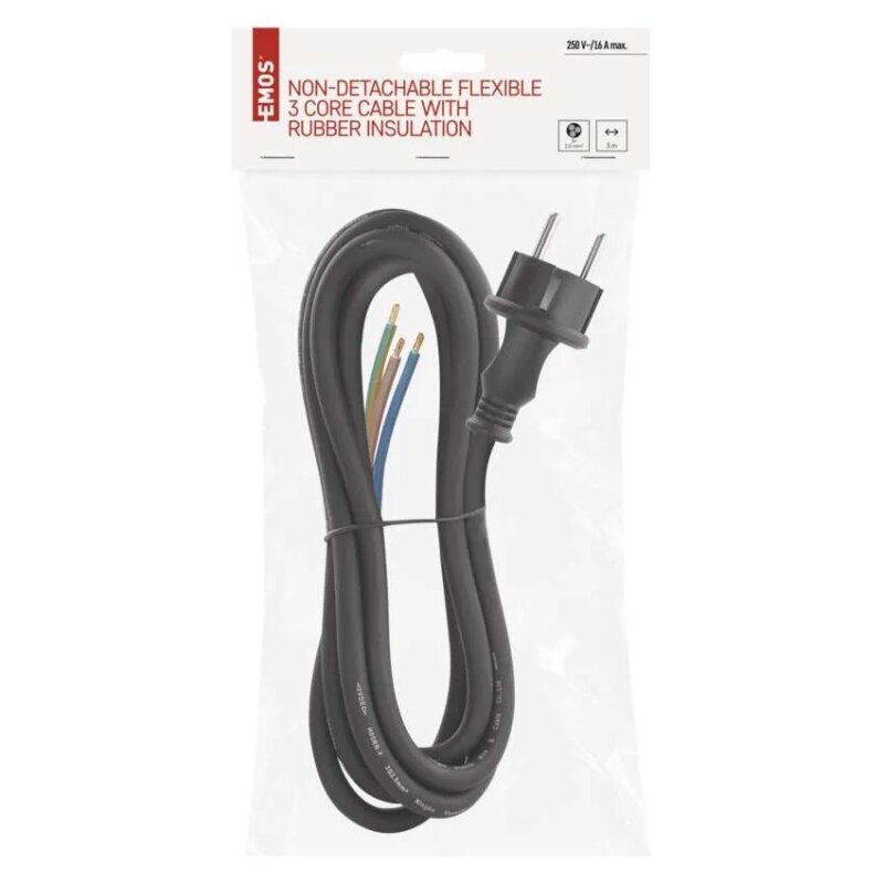 Cablu de alimentare EMOS S03430 nedetasabil flexibil izolatie cauciuc 3x2.5mm2 3m negru 2 Cablu De Alimentare Emos S03430 Flexibil Izolatie Cauciuc 3x25mm2 3m