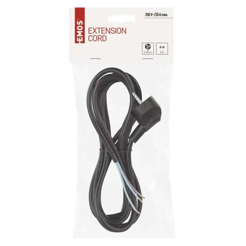 Cablu de alimentare EMOS S18372 flexibil izolatie PVC 3 0.75mm2 2m negru 2 Cablu De Alimentare Emos S18372 Flexibil 3 075mm2 2m