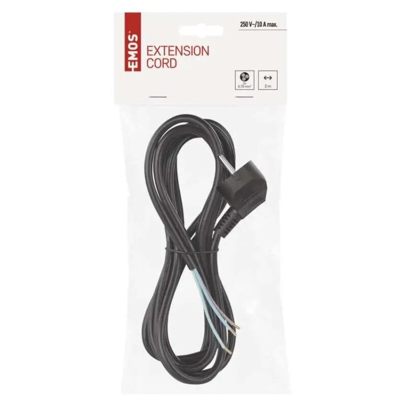 Cablu de alimentare EMOS S18373 flexibil izolatie PVC 3 0.75mm2 3m negru 2 Cablu De Alimentare Emos S18373 Flexibil 3 075mm2 3m