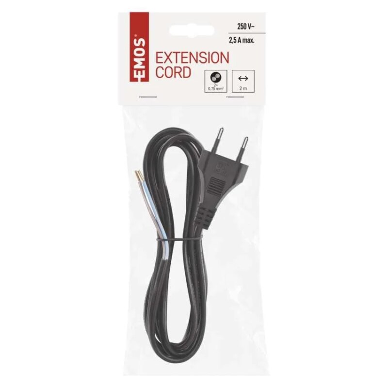 Cablu de alimentare EMOS S19272 flexibil izolatie PVC 2 0.75mm2 2m negru 2 Cablu De Alimentare Emos S19272 Flexibil 2 075mm2 2m
