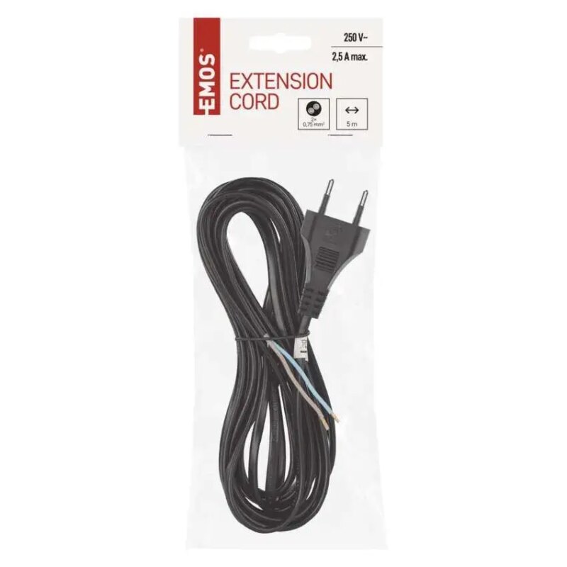 Cablu de alimentare EMOS S19275 flexibil izolatie PVC 2 0.75mm2 5m negru 2 Cablu De Alimentare Emos S19275 Flexibil 2 075mm2 5m