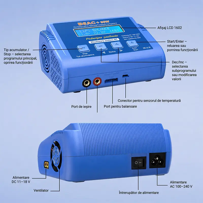 Incarcator Inteligent B6ac 80w Multifunctional Nicd Nimh Liion Lipo Life Balance Charger Discharger