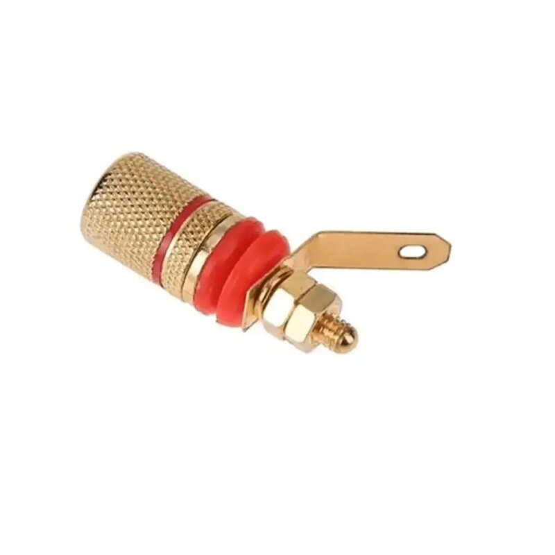 Mufa banana mama aurita 4mm montaj pe panou cu inel rosu Mufa banana mama aurita 4mm montaj pe panou cu inel rosu
