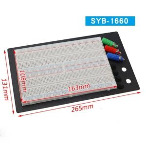 Placa test Breadboard cu 1660 de puncte de conectare 20-29AWG 300V/3-5A