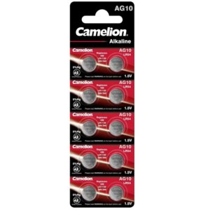 Set 10 baterii buton alkaline 1.5V AG10 LR1130 389 189 Camelion AG10-BP10