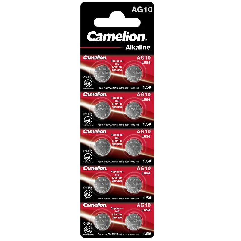 Set 10 baterii buton alkaline 1.5V AG10 LR1130 389 189 Camelion AG10-BP10 Set 10 baterii buton alkaline 1.5V AG10 LR1130 389 189 Camelion AG10-BP10