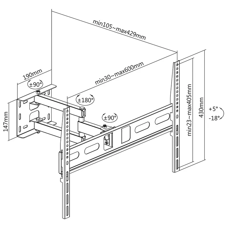 Suport TV de perete Cabletech UCH0199-1 pentru 37-70 inch 35Kg 10 Suport Tv De Perete Cabletech Uch0199 1 37 70 Inch
