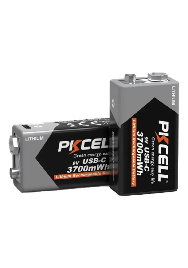 Set 2 Baterii Pkcell Reincarcabile 9v Li Ion 3700 Mwh Usb C