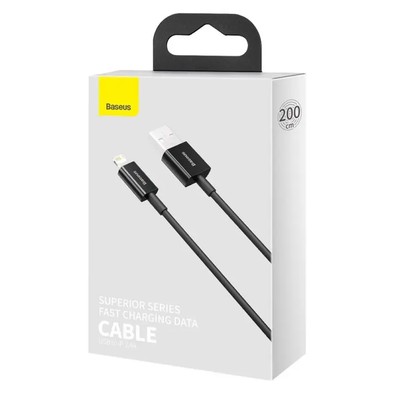 Cablu Baseus Calys Co1 Usb Lightning 2m 24a Negru Silicon Suport Apple Pd Power Delivery Date