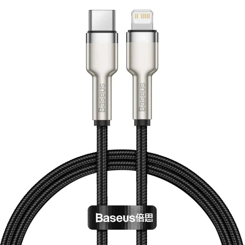 Cablul Baseus CATLJK-01 USB-C - Lightning 25cm 20W negru nailon +suport Apple PD /Date