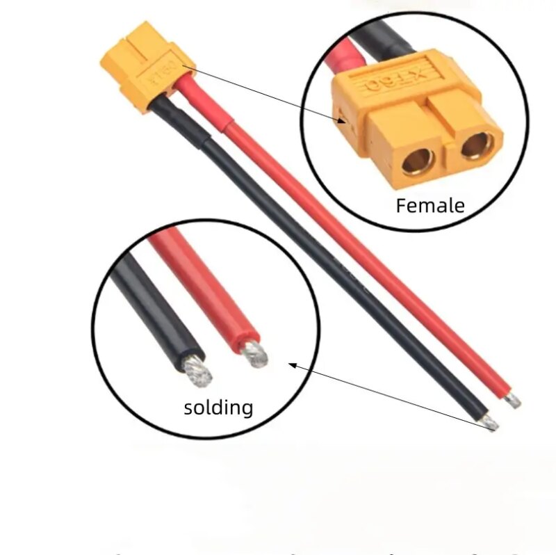 mufa xt60 mama cu cablu siliconic 12awg cupru 20cm 500vdc 25a 1